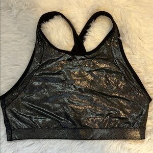 PINK Victorias Secret Shiny Black Sports Bra Size Medium